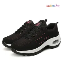Классические Тканые женские кроссовки с воздушной подушкой; удобные Прогулочные кроссовки для пожилых мам; увеличивающая рост обувь с воздушной подушкой