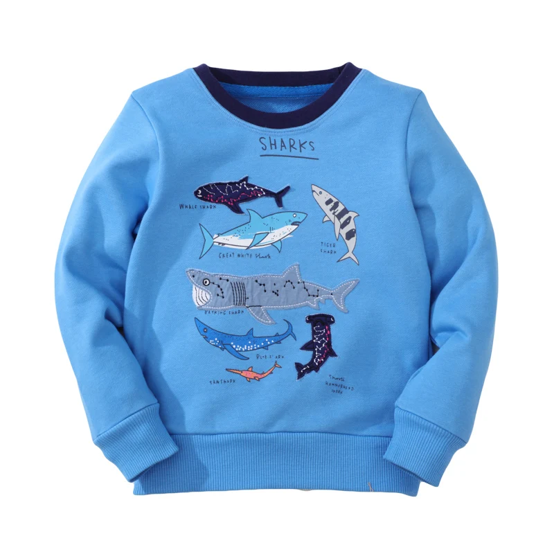 TUONXYE Boys Long Sleeves Shark Embroidery Pattern Sweatshirts Kids Clothes Autumn Outerwear Cotton Casual Knitting Clothes