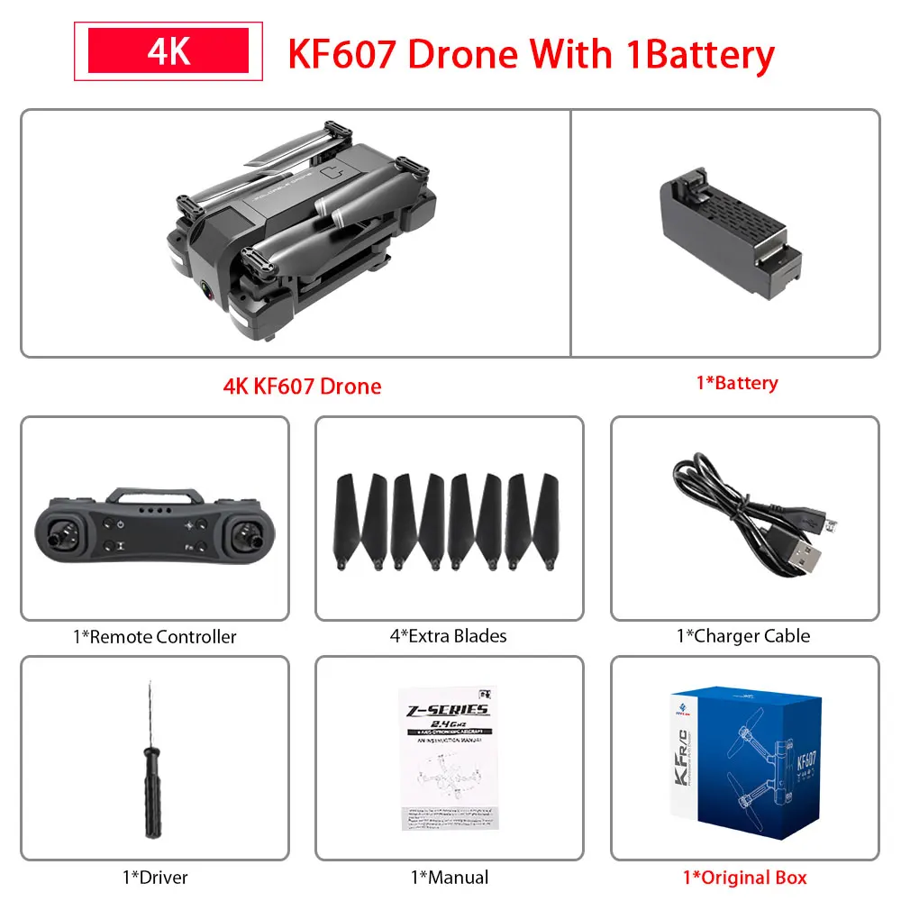 Дрон FN KF607 Квадрокоптер с Wifi FPV 4 K/1080 P HD Двойная камера оптический поток селфи Дрон складной мини Дрон VS SG106 xs816 - Цвет: 4K 1B original Box
