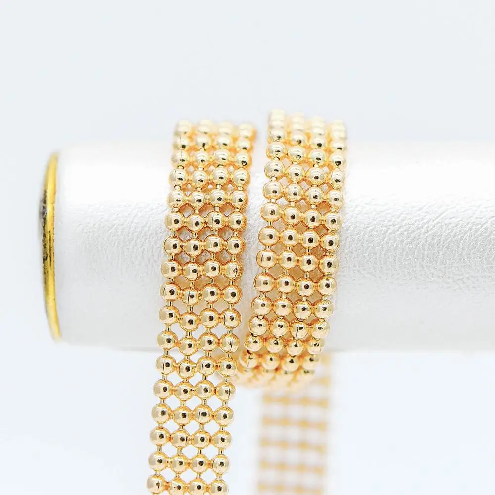 

Multi Strand Ball Chains, Gold plated Brass Beaded Chain Wholesale (#LK-233-1)/ 1 Meter=3.3 ft