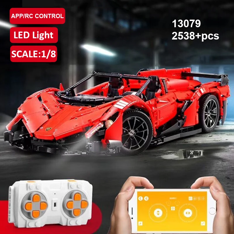 

New 13079 App RC Car MOC 10559 Veneno Roadster Motor Power Functions Fit Technic Building Blocks Bricks Toys Gift for Children