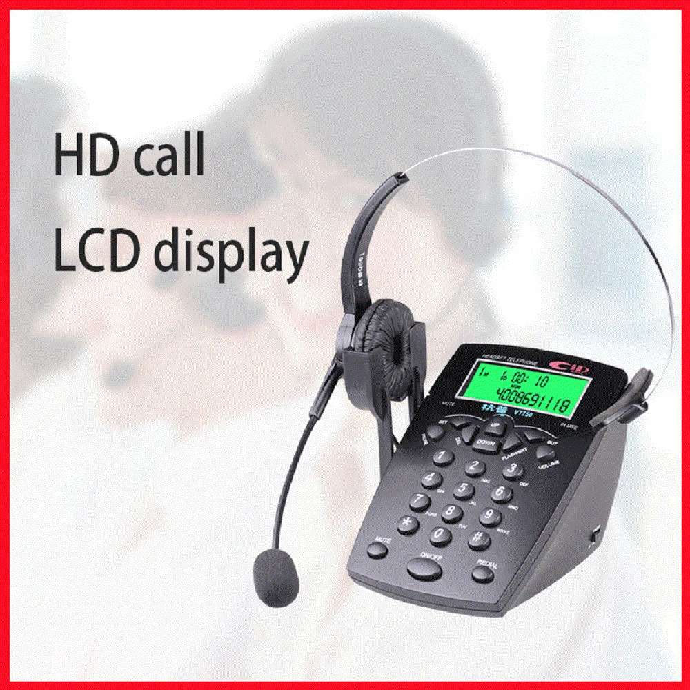 Corded Headset Telephone Hands Free Noise Cancelling Dtmf/fskcaller
