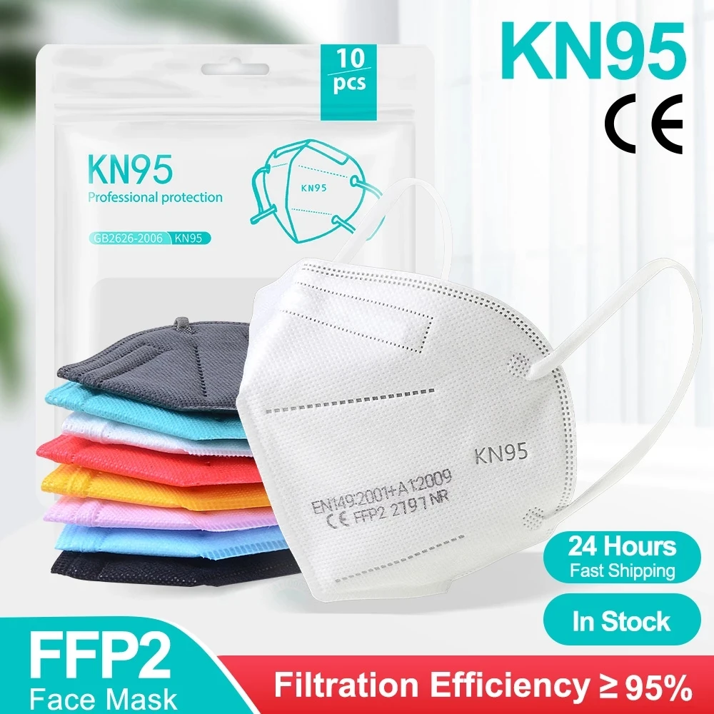 Mascarilla facial FFP2 con filtro KN95, Máscara protectora antipolvo, tapabocas, 60 uds.