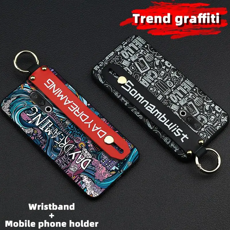 Shockproof Phone Case For Meizu 15 Plus Holder 5.95-inch Delicate TPU Silicone Cover Lanyard Graffiti Series | Мобильные телефоны и