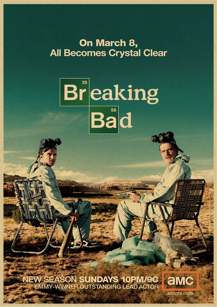Американский сериал Breaking Bad стикер на стену классический постер ретро крафт