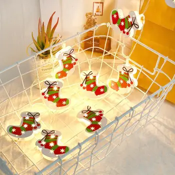

10LED Metal Christmas Socks String Light Battery Home Party Prop Xmas Decoration festival Home Decor Party supplies рождество