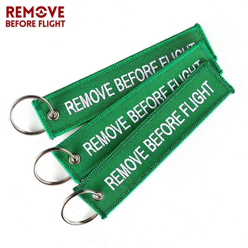 Remove Before Flight Red Embroidery Key Chains Special Luggage Tag Label Key Ring Chain for Aviation Gifts OEM Key Chain Jewelr6