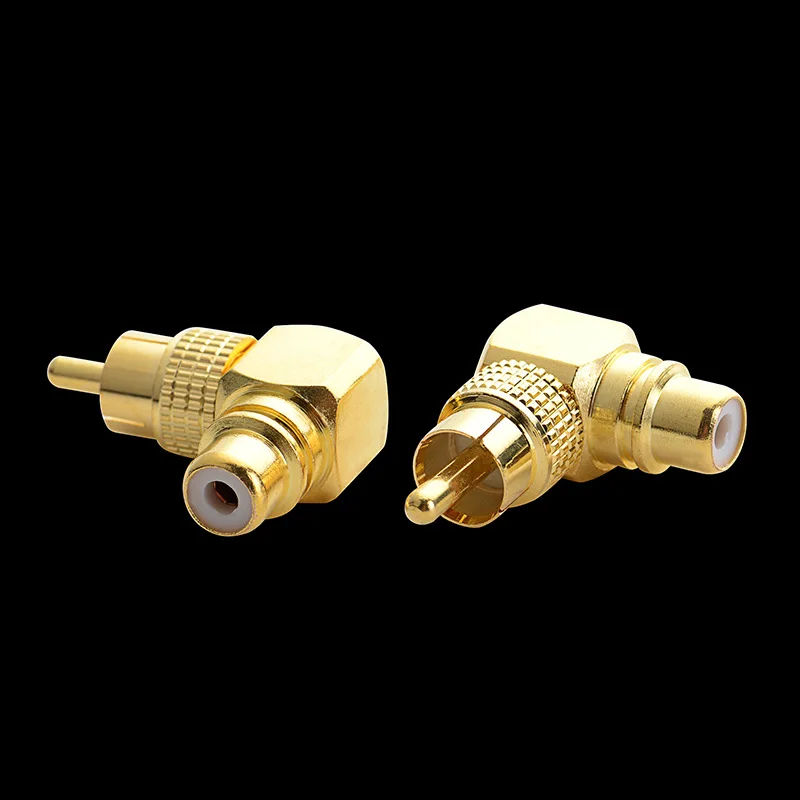 1 шт. позолоченный штекер-Женский аудио адаптер l-типа 90 градусов изогнутый лотос; RCA прямоугольный локоть штекер-Женский конвертер