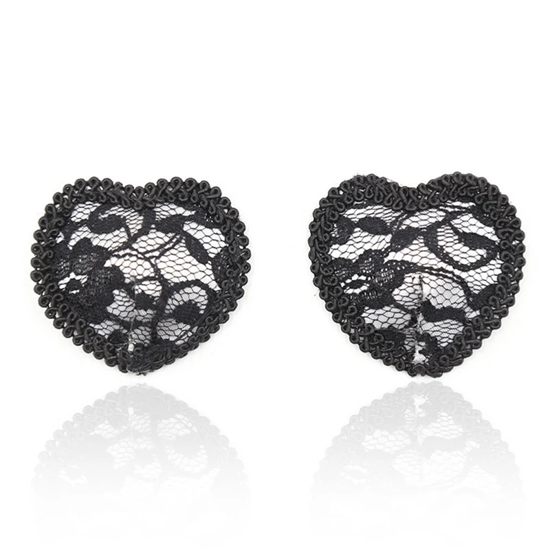 White 1 пара кружевных бюстгальтеров для сосков, женские сексуальные самоклеющиеся лепестки груди, блестки, кисточки, покрытие в форме сердца, для женщин, интимные - Цвет: White