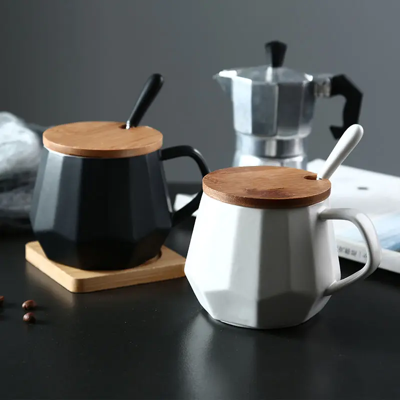 Керамическая чашка в скандинавском стиле простая керамическая чашка с Ложка Крышка кофейная чашка мужские и женские офисные парные чашки пара кружка для путешествий