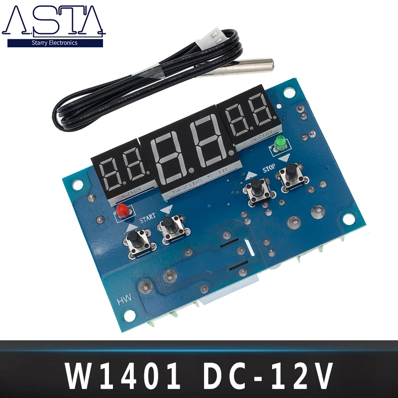 

1pcs DC12V thermostat Intelligent digital thermostat temperature controller With NTC sensor W1401 led display