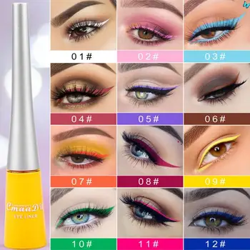 

12 Colors Optional Colorful Liquid Eyeliner Matte Quick Dry Waterproof Smooth Eyes Makeup Eyeliner Cosmetic Makeup Tool TSLM1