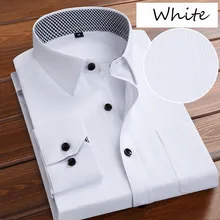 Hot sale Business Men's Long-sleeve Shirt Twill Slim Solid Color Business Suit no-iron Shirt large Mens shirts Size:xxs-4xl