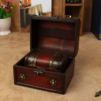 

2Pcs Wood Vintage Jewelry Ring Necklace Bracelet Organizer Storage Box Treasure Case Durable Storage Container Box