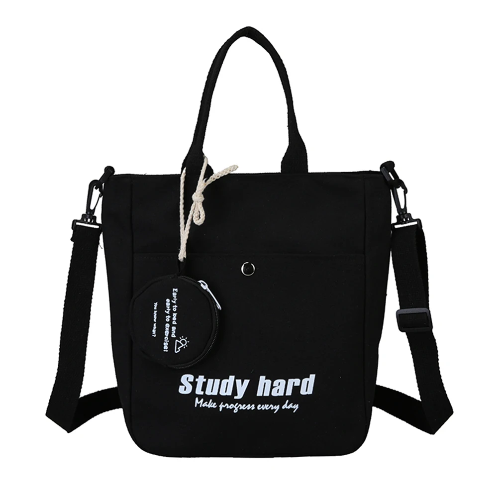 

Canvas Casual Women Shoulder Messenger Top-handle Bags Letters Print Simple Travel Daily Female Girls Big Capacity Handbags