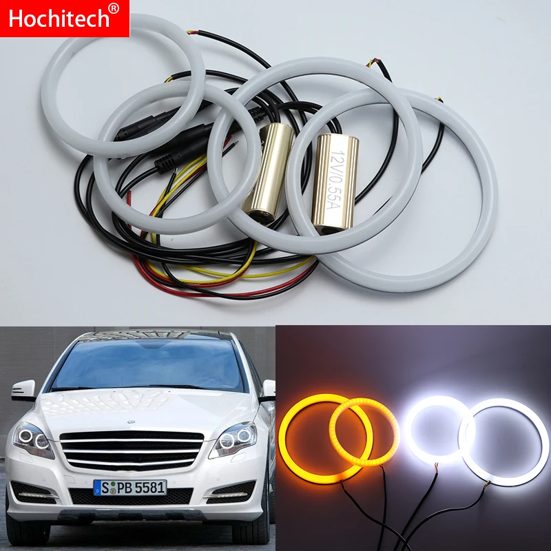 Для Mercedes Benz R Class W251 R300 R320 R350 R500 2010-2012 белый и янтарный светодиодный комплект ангельских глаз halo Кольцо DRL указатель поворота
