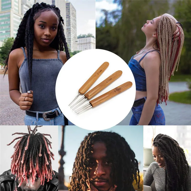  15pcs Dreadlocks Crochet Hook Set for Hair,3pcs Locs Crochet Needle Size 0.75mm Bamboo Handle for Braid Needle and 2pcs Interlocking Tools with Case (4)