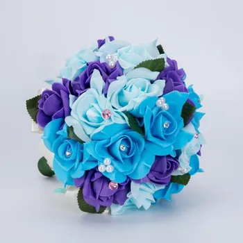 

Artificial Flowers Foam Rose Colorful Bouquet Bridesmaid Bouquet Bridal Simulation Holding Flower for Wedding Party Decoration