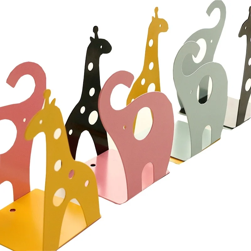 cheap 1 Pair Cute Animal Metal Bookends Book Organizer Books Holder Desktop Bookshelf Christmas Elk Cat Decorative Bookends Non skid