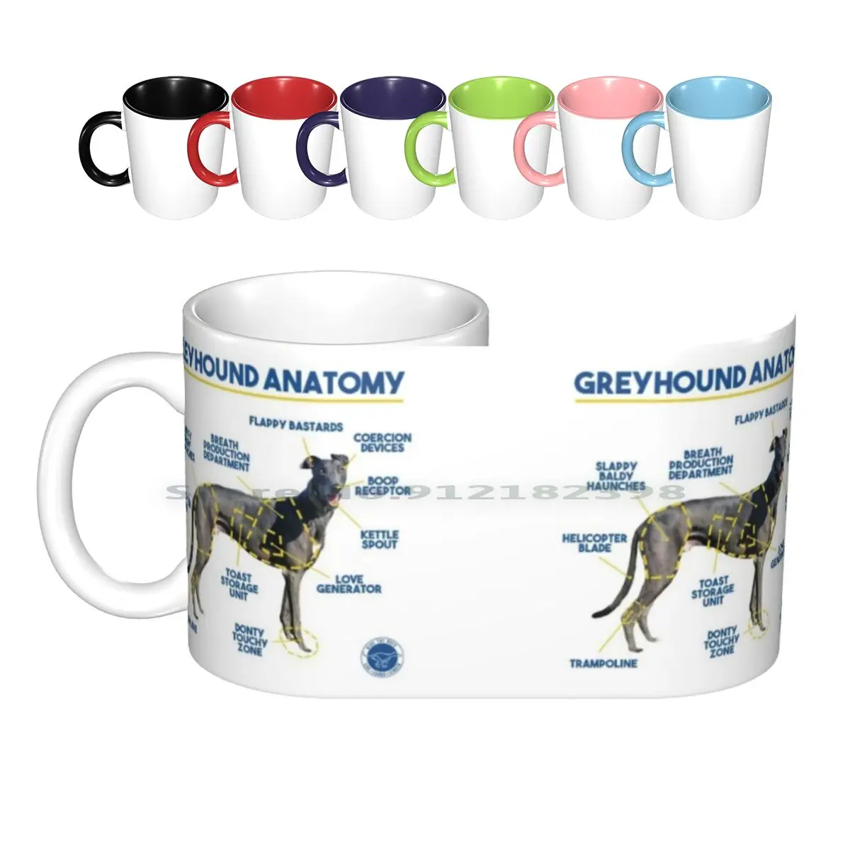 Greyhound Anatomy Ceramic Mugs Coffee Cups Milk Tea Mug Funny Blue The Grey Adopted |