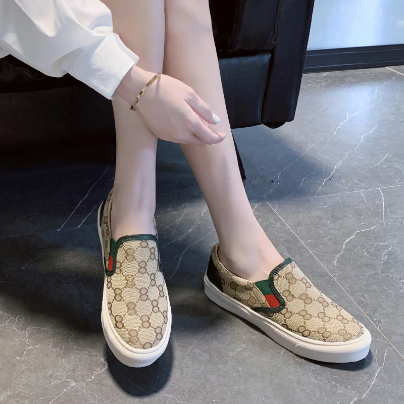 

Fashion ins Women Pumps Zapatos Mujer round Toe Ladies Casual Canvas Shoes leisure Lattice cross lazy shoes slip on loafers