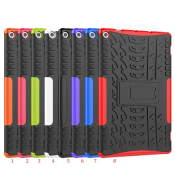 

100pcs/lot Heavy Duty Armor Shockproof Tyre Hybrid Rugged Rubber Stand Hard Case For Amazon Kindle Fire HD 10 2019 2017
