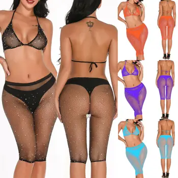 

Women Net Sexy Lingerie Sequins Set Underwear Perspective Nightwear Babydoll 2pcs Suit