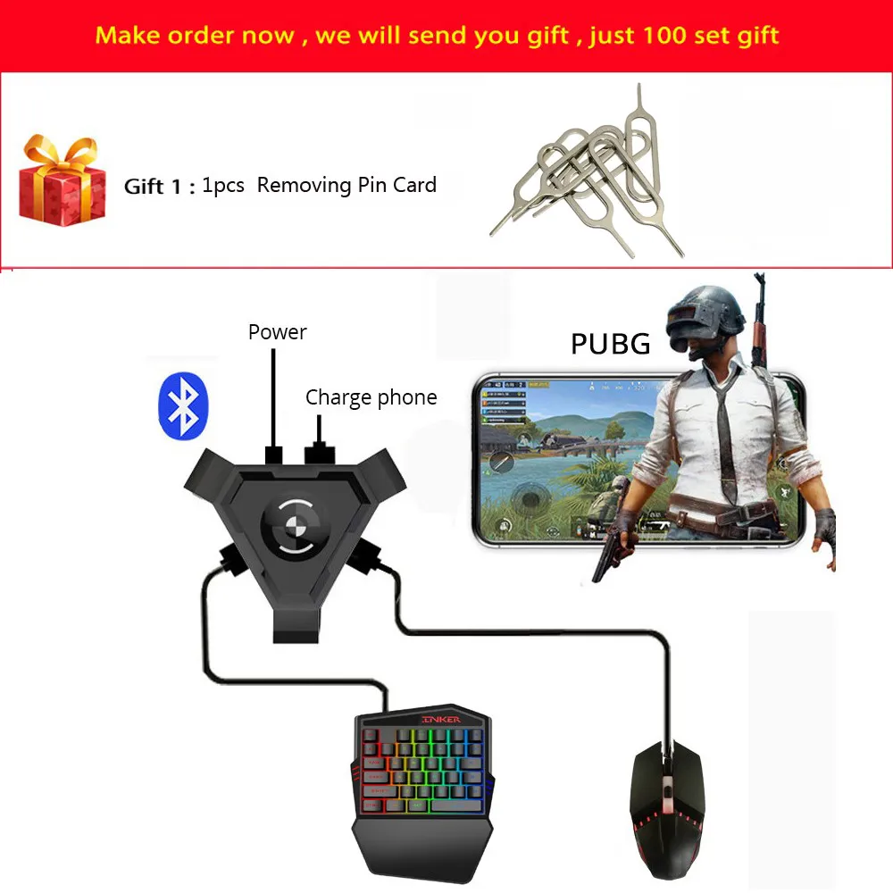 Mando de juegos móvil PUBG, conversor de ratón para Android ios, teléfono, IPAD, Bluetooth 4,1