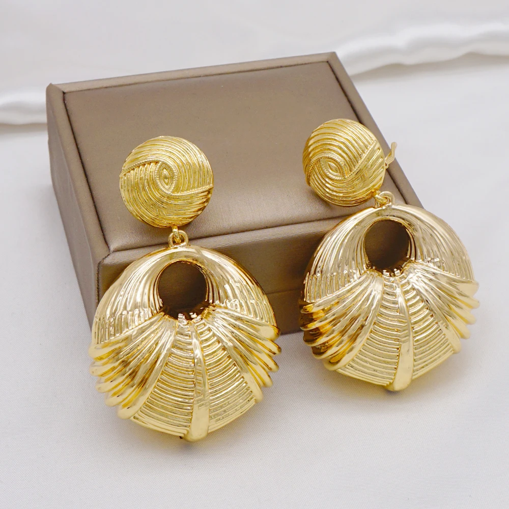 2022 Fashion Drop Copper Earrings Round Big Earrings African Women Crystal Earrings Circle Coper Earrings