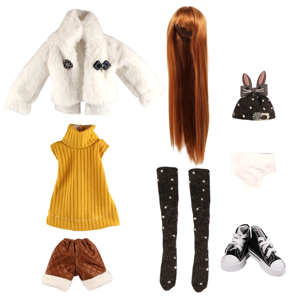 UCanaan 1/3 BJD Doll Accessories Outfits Fashion Clothes Set Wig Shoes For 60CM Dolls Girls DIY Dress UP Toys Accessories 11