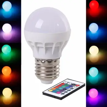 

RGB LED Light Bulb - Color Changing with Remote Control,3W-E27-B50