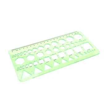 

0-20cm Green Plastic Circles Squares Hexagons Geometric Template Ruler