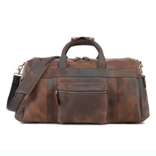 Винтажные высококачественные мужские сумки из натуральной кожи ручной работы Crazy Horse кожаные большие объемные мужские дорожные сумки