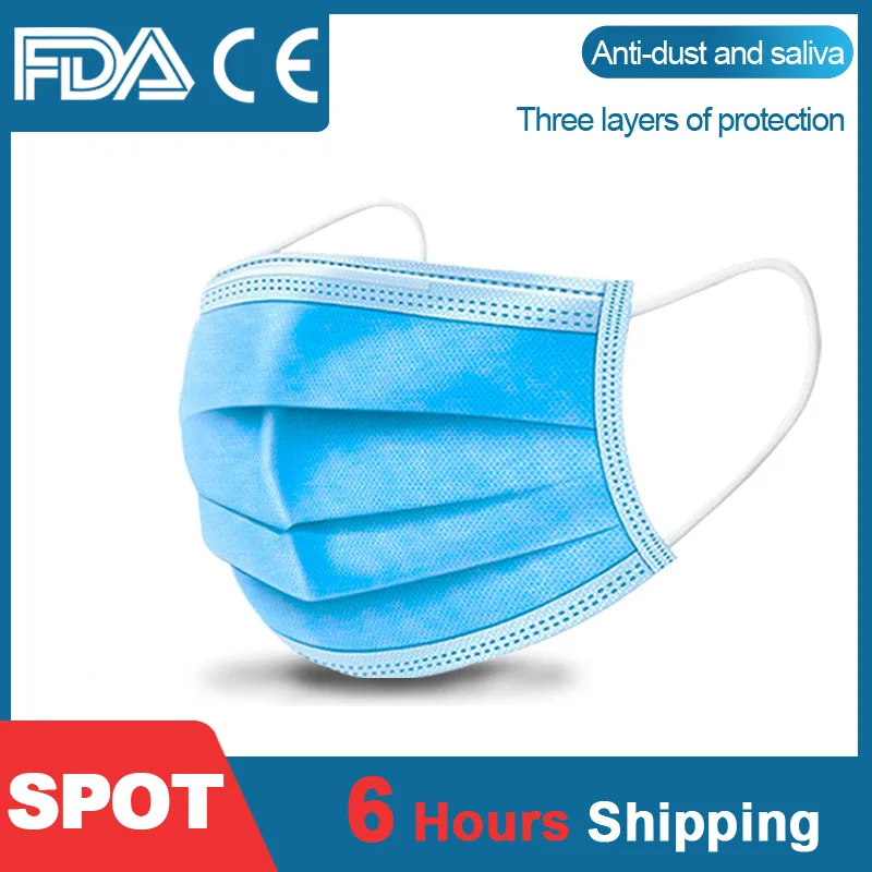 

Anti-Pollution 3 Layer mask Disposable protective face Mouth Masks Meltblown cloth Masks Earloops Dust Proof Filter Safety Mask