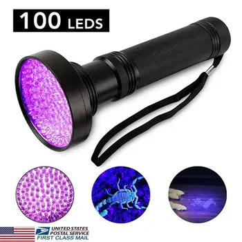 

New 100LED UV Flashlight UV Black Light Flashlight Check Light Waterproof Defense Flashlight Stick