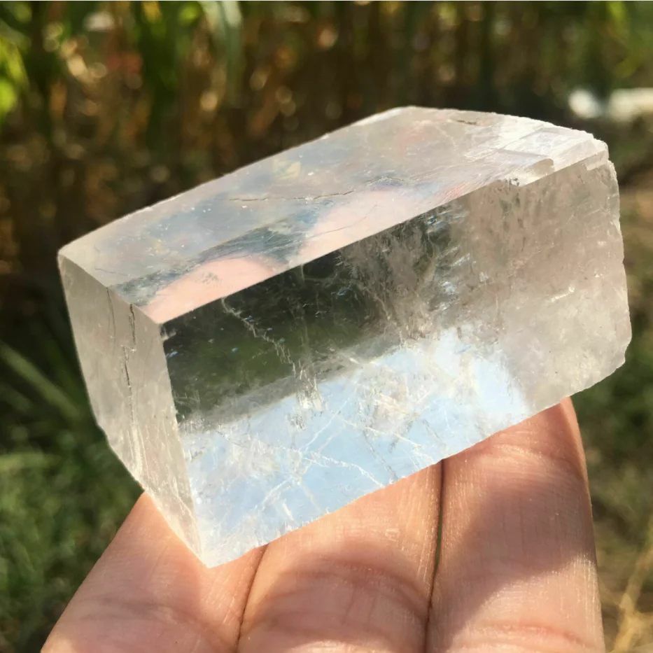 50g+ Natural Iceland spar quartz Crystal Museum Quality Fine Teaching