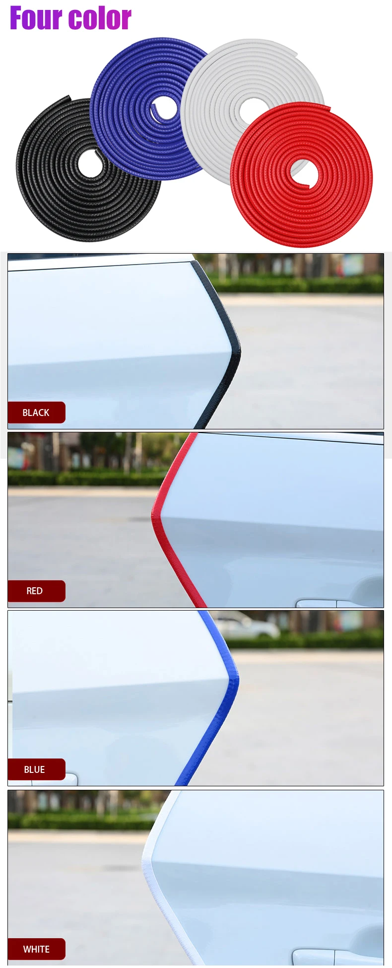 2/3m Car Door Edge Scratch Protector Strip Guard Trim Auto Door Anti Collision Strip with Steel Car-styling Car Decoration bug shield for truck