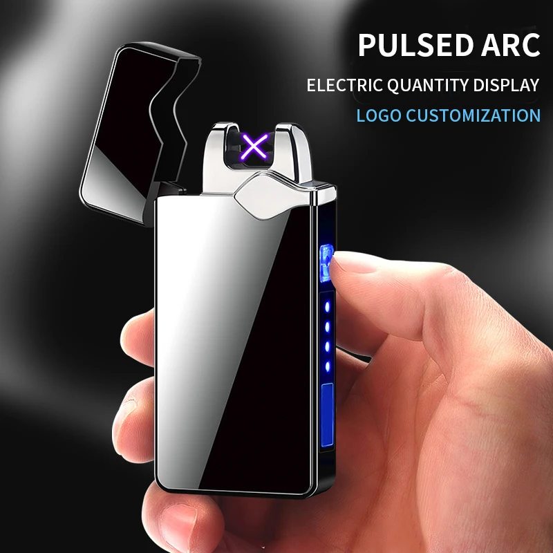 

Windproof Dual Arc Lighter Plasma Flameless Rechargeable Electric Pulse Lighter For Cigarette Candle LED Power Display Gift New