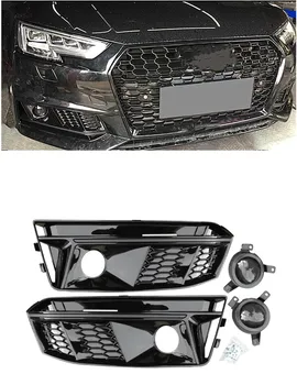 

Pair of for S4 Style Honeycomb Front Bumper Fog Light Grille w/ ACC for Audi A4 S-Line B9 17-18 Car-Styling Front Bumper Grille