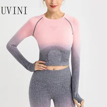 Женский укороченный бесшовный топ с длинным рукавом с изображением акулы, женские футболки для тренировок, женские спортивные топы для спортзала