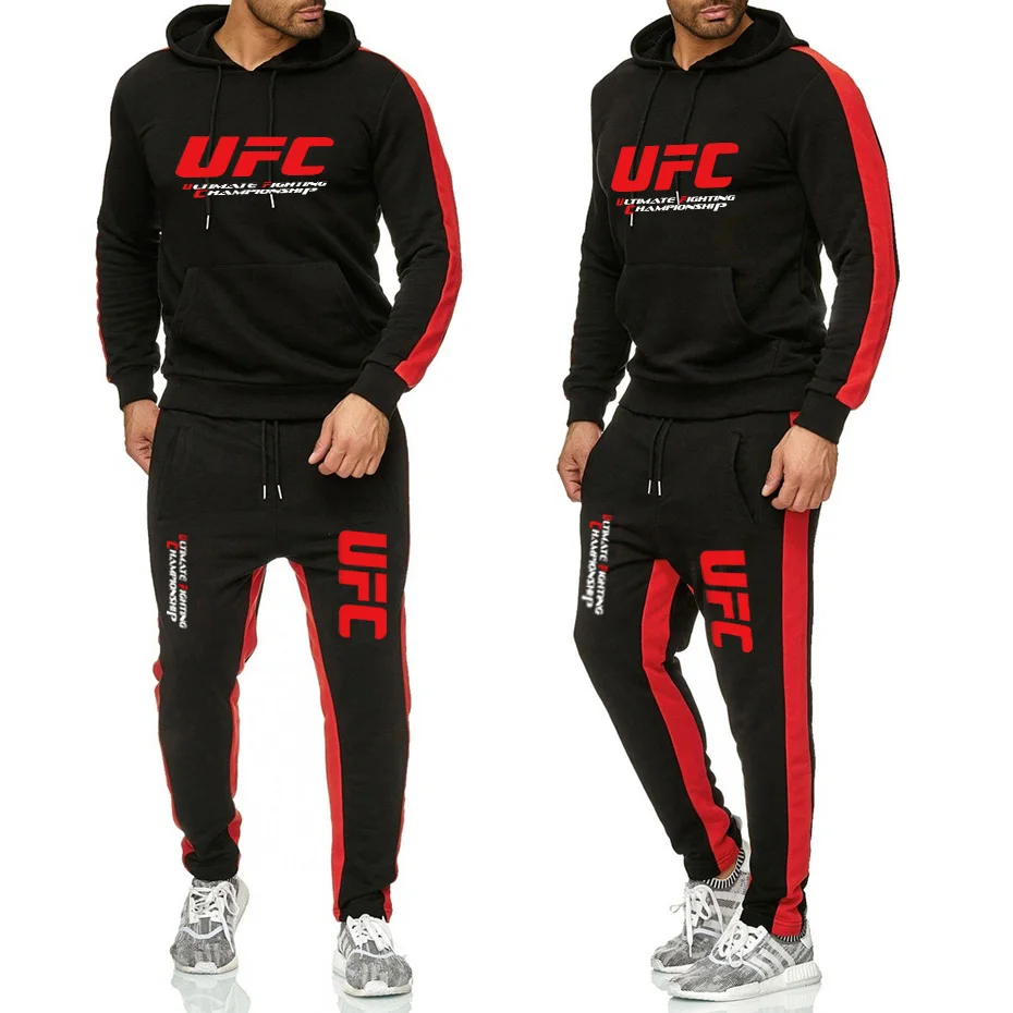 Спортивный костюм, мужская спортивная одежда, флисовый костюм с капюшоном, hombre, с принтом, весна, осень, зима, толстовка+ штаны, комплект