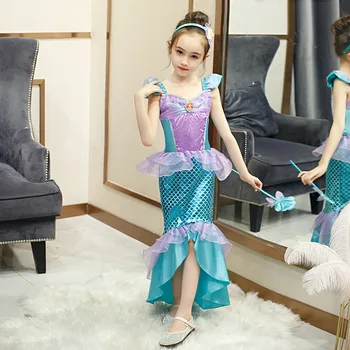 

Girls Little Mermaid Ariel Princess Dress Cosplay Costumes For Kids Baby Girl Mermaid Dress Up Sets Children Halloween Clothing