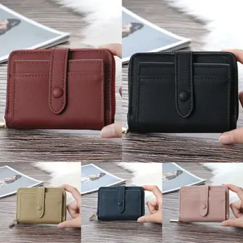 

2020 Newest Hot Women Fashion Luxury Leather Bifold Wallet Zipper Clutch Card Holder Purse Lady Solid Mini Wallets