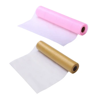 

2 Roll 26M x 29CM Organza Roll Sash Fabric Chair Cover Bows Table Runner Sashes Swags for Wedding Party, Gold & Pink