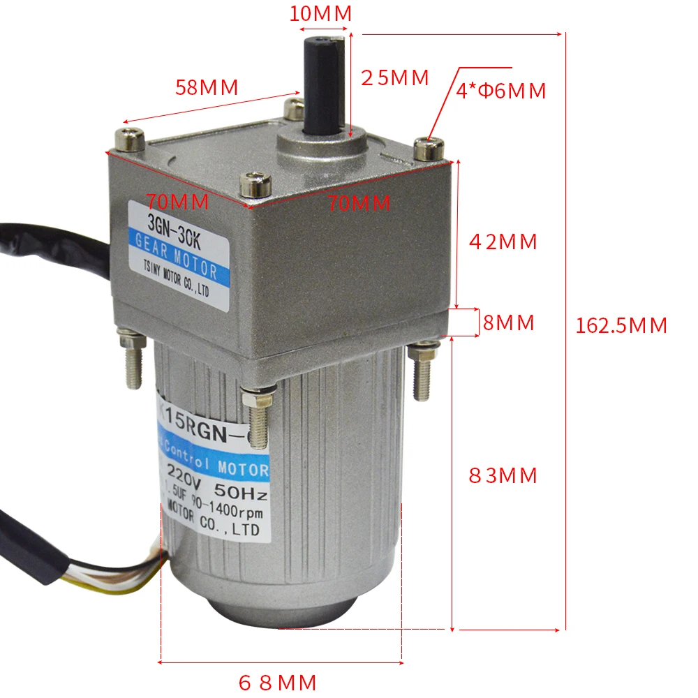 

AC Motor High Torque With 3GN Gearbox AC Gear Motor 110V/220V 15W 7.5/15/23/34/54/75/108/150/180/270/450RPM AC15-3GN