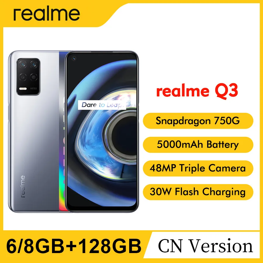 Смартфон CN version realme Q3 6 5 дюйма FHD + 120 Гц 6/8 ГБ 128/256 Qualcomm Snapdragon 750G быстрая зарядка 30 Вт