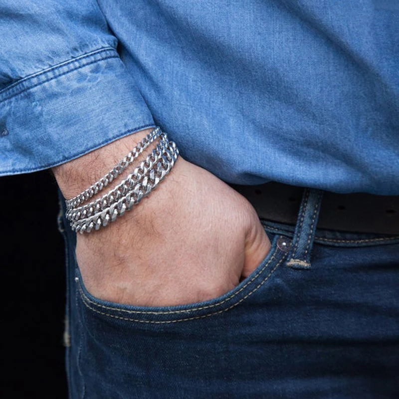 Женский браслет цепочка в стиле панк из нержавеющей стали 3 мм 5 7 9 11 мм|Цепочки и