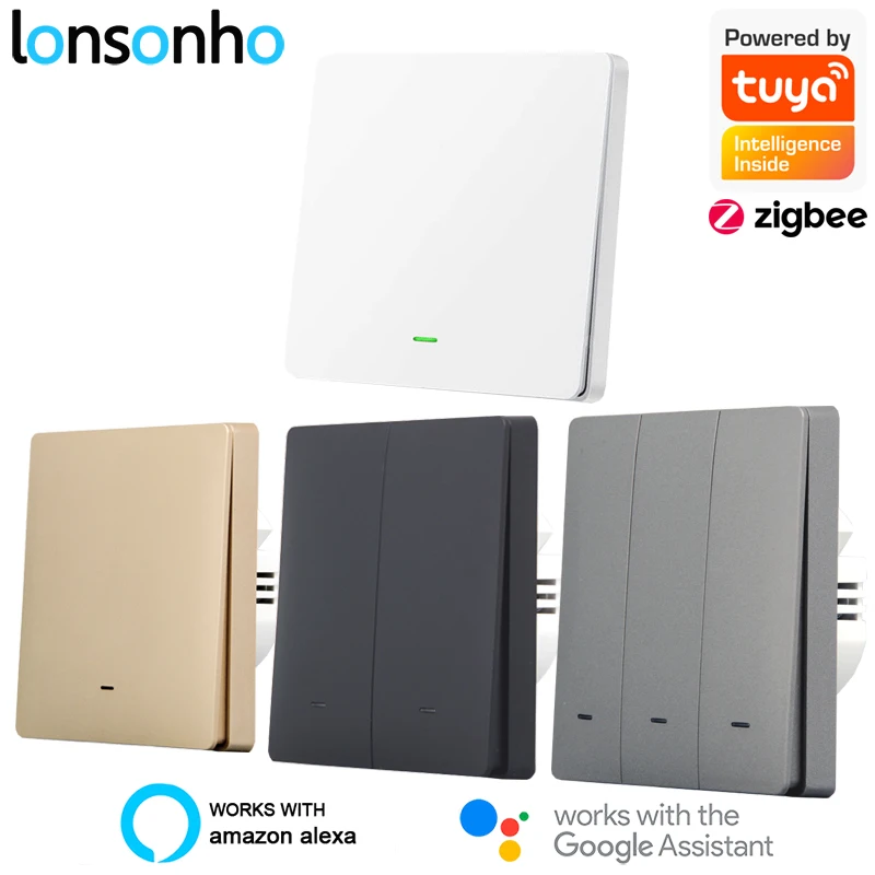 Умный выключатель Lonsonho ZigBee ЕС 220 В беспроводной настенный с поддержкой Zigbee2mqtt Alexa
