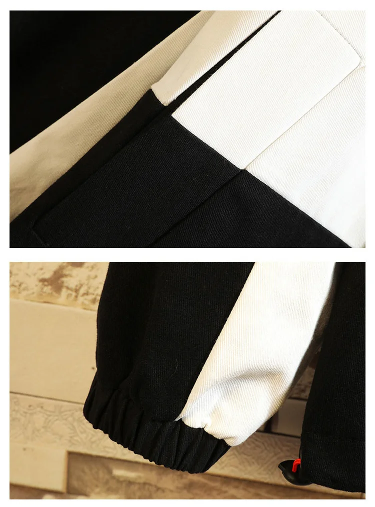 Черный лоскутный блок Военная Толстовка куртки для мужчин осень хип хоп японские толстовки уличная свободная повседневная куртка с капюшоном