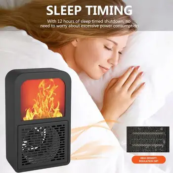 

220V Electric Heater Fan Warmer Heating Mini Electric Heater Fireplace Flame Desktop Office Plastic Space Saver Winter Economic